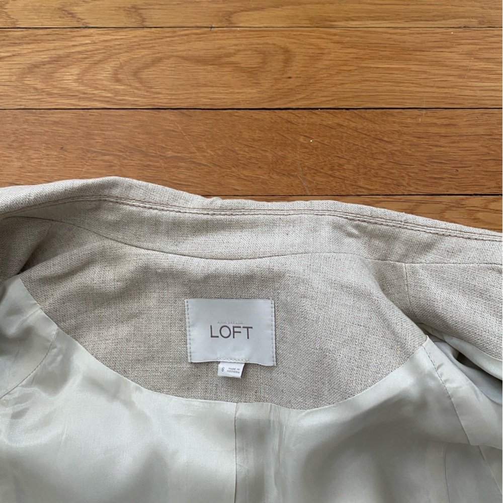 LOFT Ann Taylor LINEN Safari Blazer Size 8 Tan wBelt like new - Picture 6 of 13